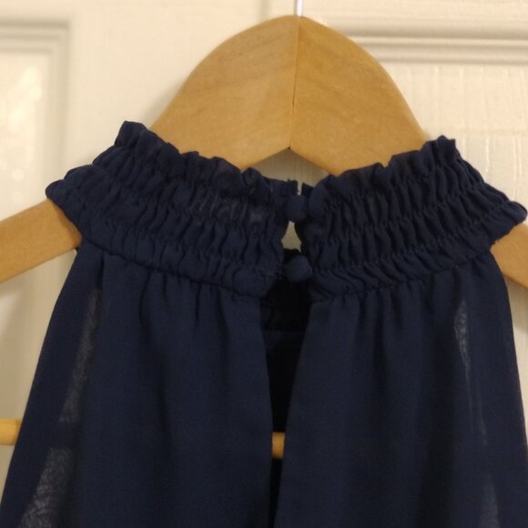 INC International Concepts Blue Halter Top Small Smocked Waist Flowy Blouse Chic - Picture 7 of 9